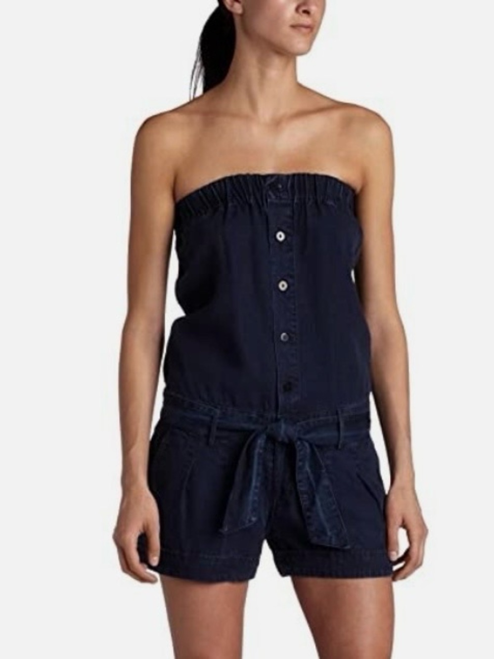 Rich & Skinny 100% Lyocell “Peachy” Soft Denim Strapless Tie-Waist Romper